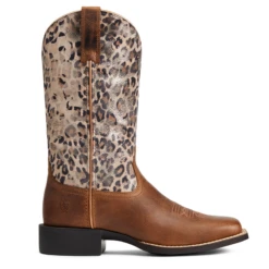 Ariat Ladies Round Up Pearl Brown & Leopard Wide Square 10040363 -Saddle Up Gear 10030363 side