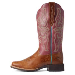 Ariat Ladies Primera Dark Tan & Pomegranate StretchFit Boots 10038461 -Saddle Up Gear 10038461 side