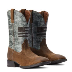 Ariat Men's Sport Flying Proud Taupe & Green Camo Square Toe Boots 10042405 -Saddle Up Gear 10042405 pair