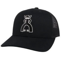 Hooey "Punchy" 6-Panel Black And White Logo Black Snapback Hat 5028T-BK
