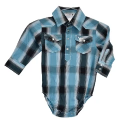 Cowboy Hardware® Infant Hombre Steel Plaid Snap Romper 725467R-045
