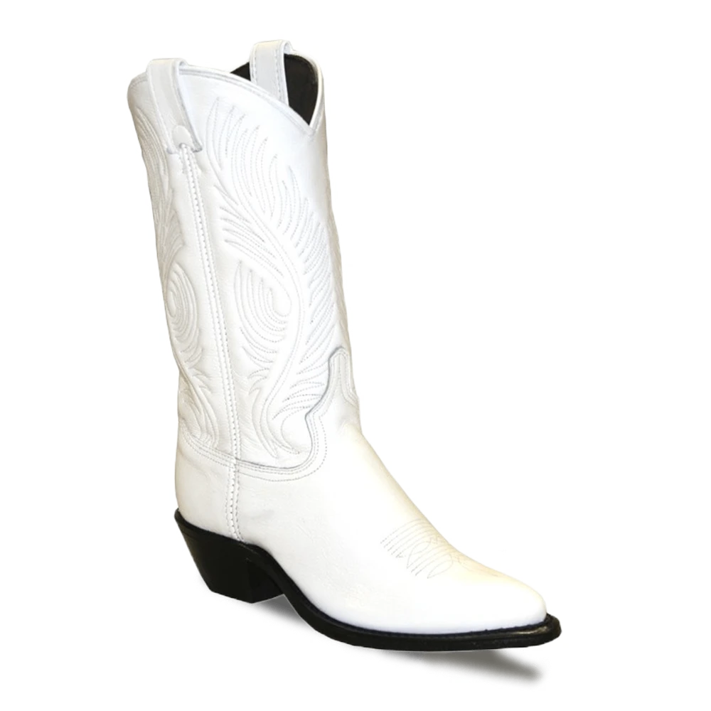 Abilene Ladies USA Made J-Toe White Dress Leather Western Boots 9054 1 Abilene Ladies USA Made J-Toe White Dress Leather Western Boots 9054