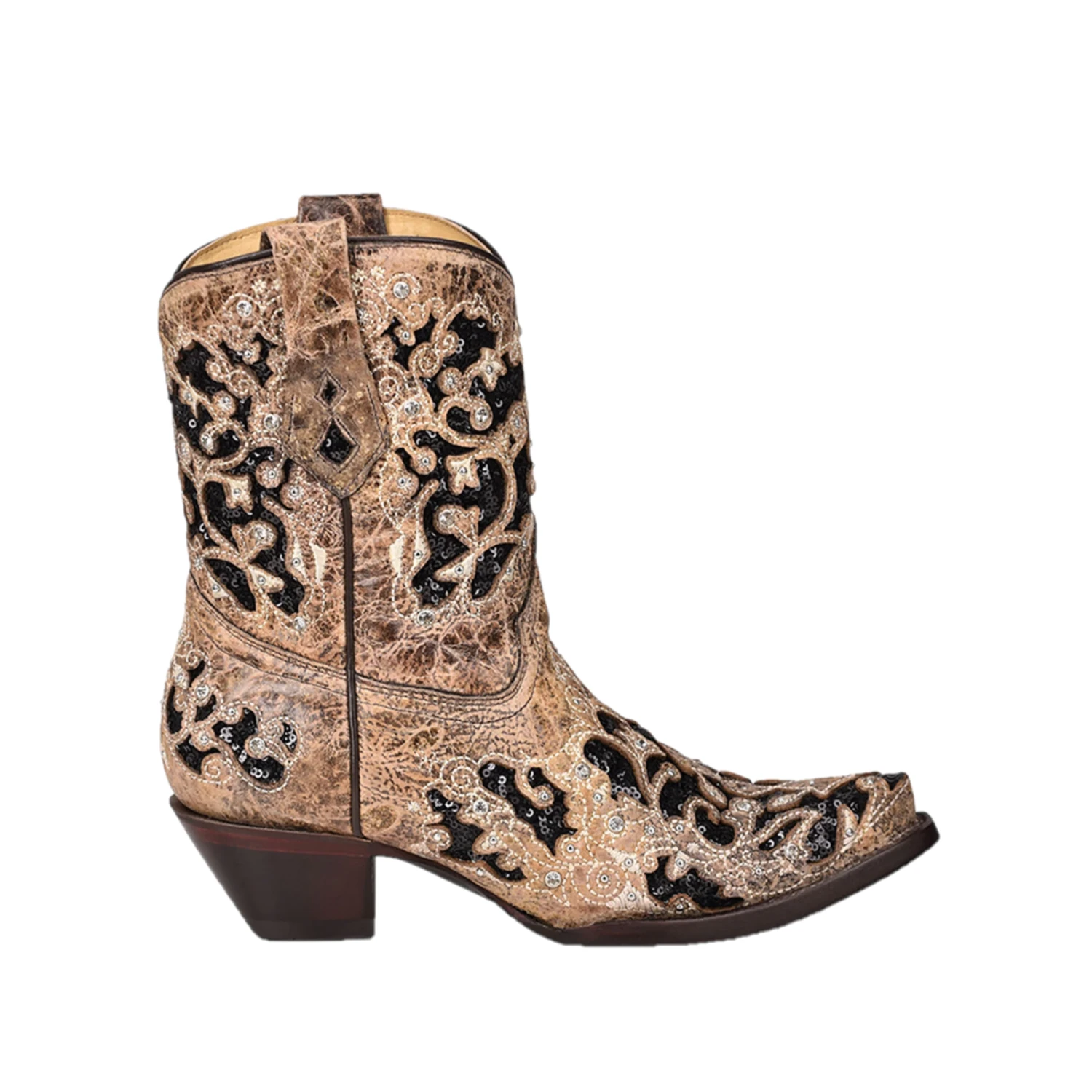 Corral Boots Corral® Ladies Inlay Embroidery & Studs Distressed Brown Ankle Boots A4190 5 Corral Boots Corral® Ladies Inlay Embroidery & Studs Distressed Brown Ankle Boots A4190 - Image 5