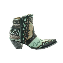 Old Gringo® Ladies Eagle Flight Black & Aqua Snip Toe Booties BL3515-1 -Saddle Up Gear BL3515 1 4