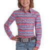Panhandle Children's Red & Blue Stripped Snap Shirt C6S5460