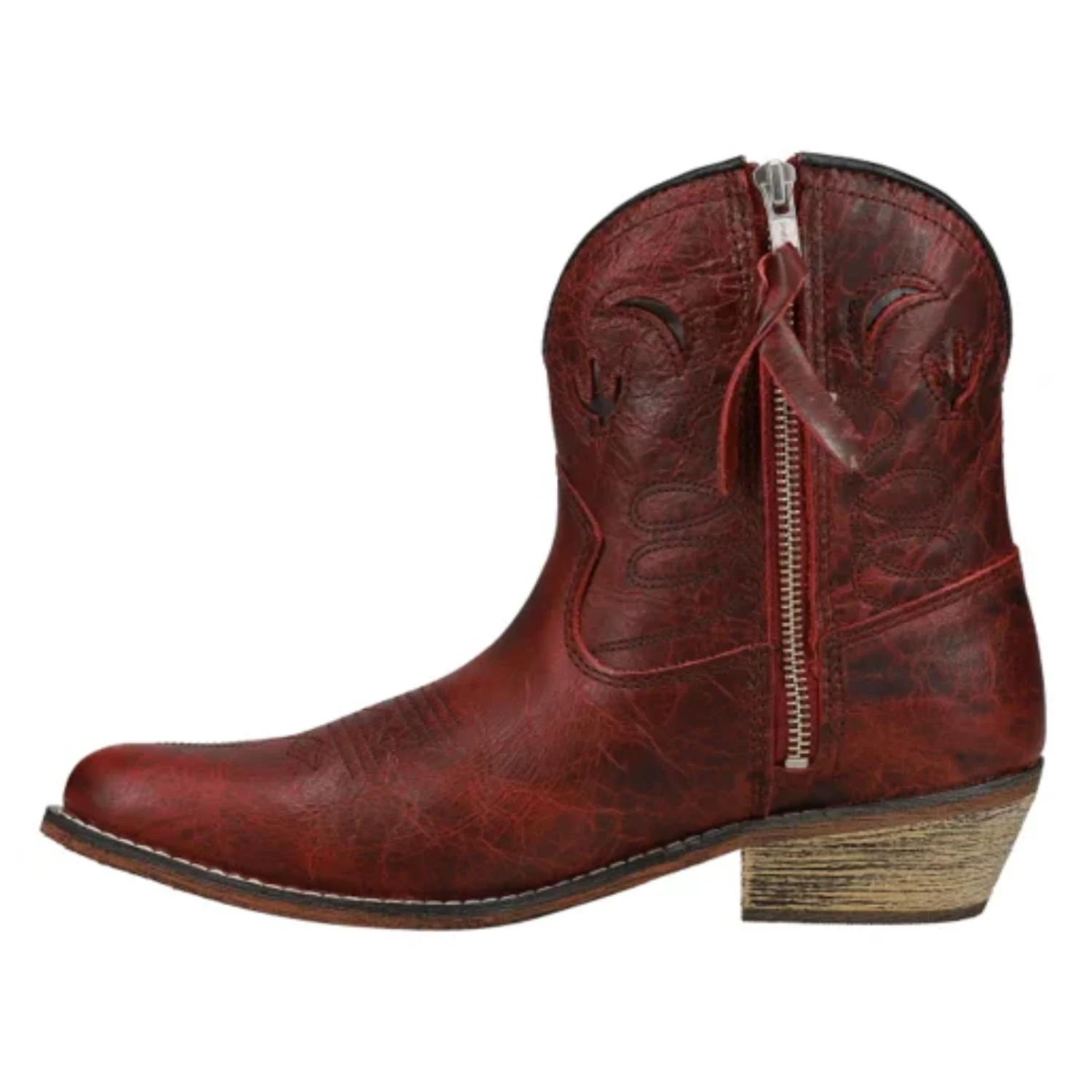 Dingo® Ladies Adobe Rose Red Western Zip Up Booties DI695 4 Dingo® Ladies Adobe Rose Red Western Zip Up Booties DI695 - Image 4