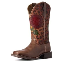 Ariat Ladies Circuit Rosa Cedar & Leopard Print Boots 10038278 -Saddle Up Gear F21 WMS WEST 10038278 3 4 front