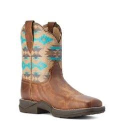 Ariat® Ladies Anthem Savanna Tan & Turquoise Aztec Shorties 10042576 -Saddle Up Gear F22 WMS WEST 10042576 medial