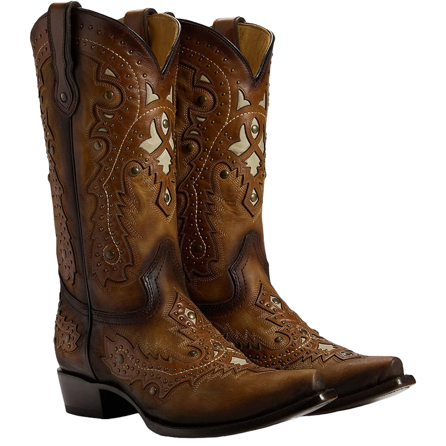 Corral Boots Corral® Men's Embroidered Studded Honey Brown Western Boots C3846 1 Corral Boots Corral® Men's Embroidered Studded Honey Brown Western Boots C3846