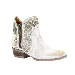 Circle G By Corral Ladies Camel White Studs Shortie Ankle Boots Q0126