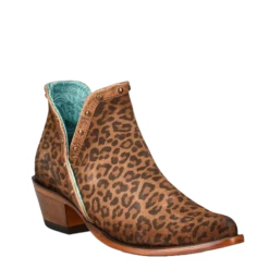 Corral Boots Corral Ladies Brown Leopard Print With Studs Ankle Bootie Z2003