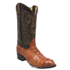 Cowtown Men's Cognac R Toe Alligator Print Western Boots R6094