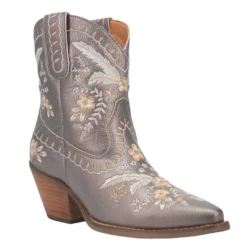 Dingo Ladies Primrose Floral Embroidery Pewter Boots DI748-GY14