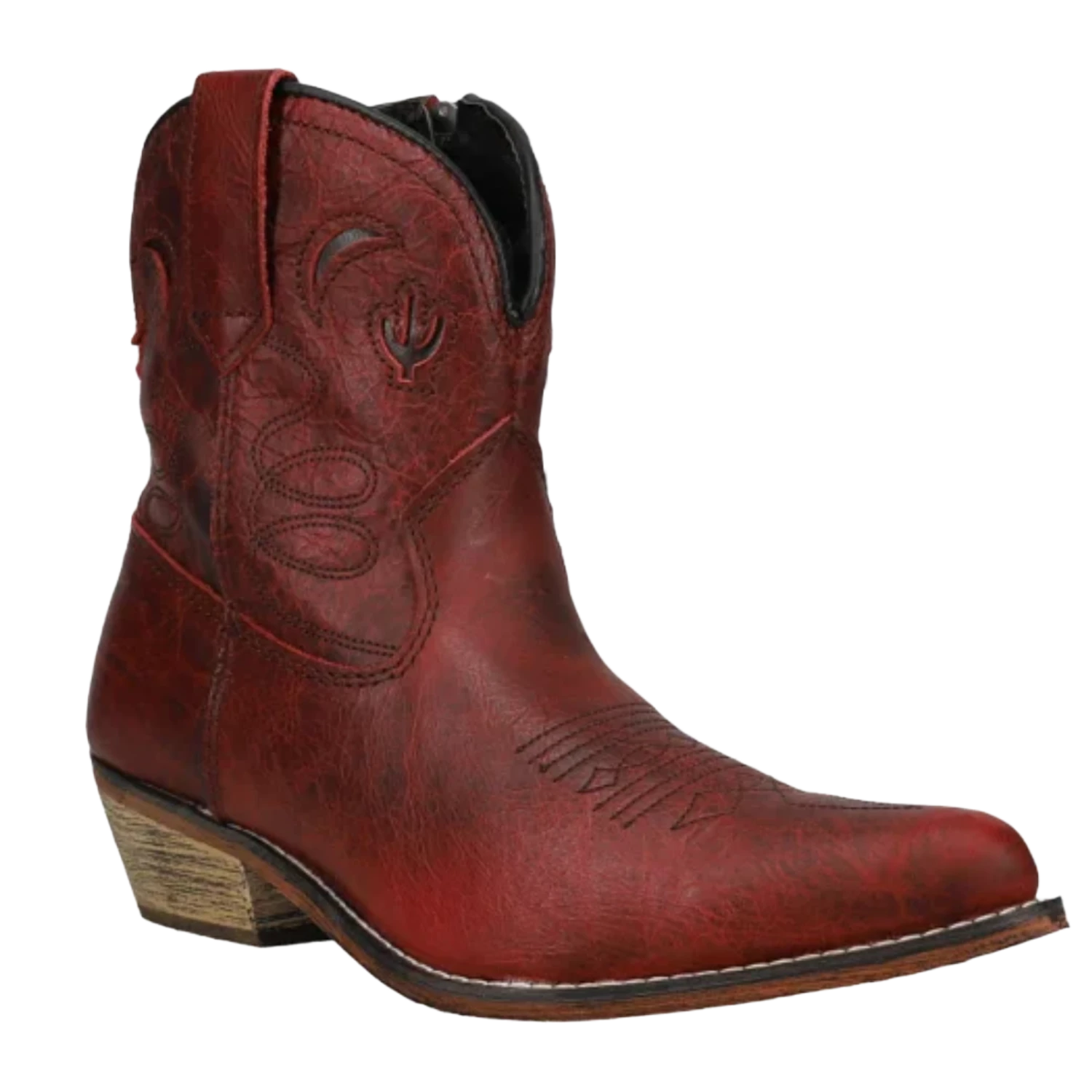 Dingo® Ladies Adobe Rose Red Western Zip Up Booties DI695 1 Dingo® Ladies Adobe Rose Red Western Zip Up Booties DI695