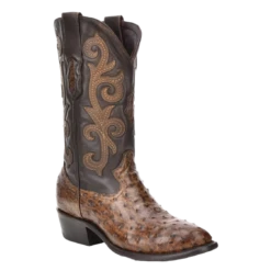 Montana Men's Honey Brown EmbroideredOverlay Round Toe Boots M2126