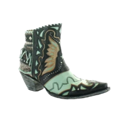 Old Gringo® Ladies Eagle Flight Black & Aqua Snip Toe Booties BL3515-1
