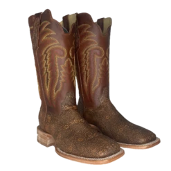 R.Watson® Men's Cognac Ring Lizard Square Toe Boots RW7901-2