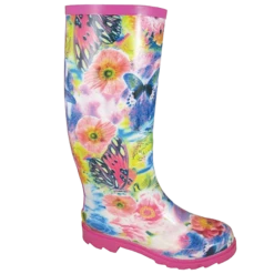 Smoky Mountain Ladies Pink Butterfly & Flower Rubber Boots 6771