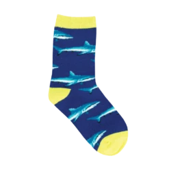 SockSmith Boy's Youth Shark School Navy Socks KC70144-NAV