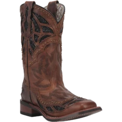 Laredo Ladies Eternity Brown Glitter & Studded Square Toe Boots 5866