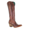 Corral Boots Corral Ladies Cognac Brown Embroidery Tall Leather Boots E1570