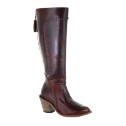 Corral Boots Corral Ladies Burgundy Woven & Zippered Leather Tall Top Boots F1198