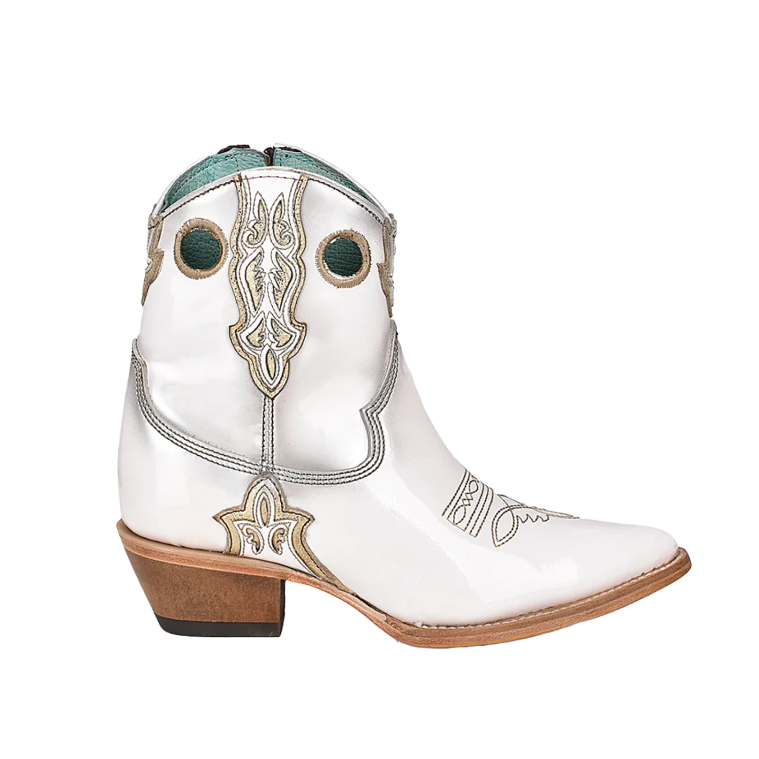 Corral Boots Corral® Ladies Embroidered White & Gold Pointed Toe Ankle Booties C3898 2 Corral Boots Corral® Ladies Embroidered White & Gold Pointed Toe Ankle Booties C3898 - Image 2
