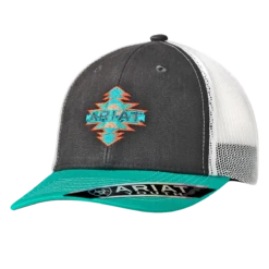 Ariat Children's Aztec Grey & Teal Baseball Cap 1519006