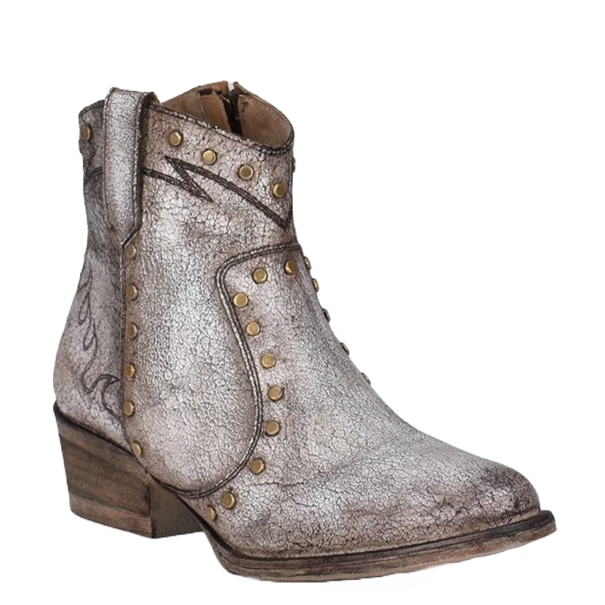 Circle G By Corral Ladies Studs With Grey Embroidery Booties Q5155 1 Circle G By Corral Ladies Studs With Grey Embroidery Booties Q5155