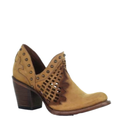 Circle G By Corral Ladies Cut Out & Studs Yellow Ankle Booties Q7006