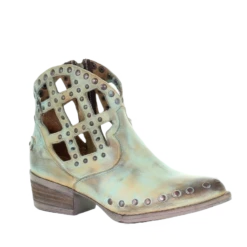 Circle G By Corral Ladies Green Studs Cutout & Zipper Booties Q5094