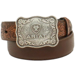 Ariat® Boy's 1/4" Flower Tooled Brown Belt A1301002