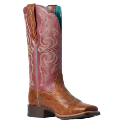 Ariat Ladies Primera Dark Tan & Pomegranate StretchFit Boots 10038461