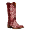 Corral Boots Corral Youth Embroidery Square Toe Red Floral Boots T0130
