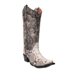 Circle G By Corral Ladies Black Python Embroidery Boots L5698