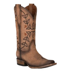 Circle G By Corral Ladies Flowered Embroidery Brown Boots L2032