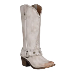 Circle G By Corral Ladies Harness Woven White Round Toe Boots Q0207