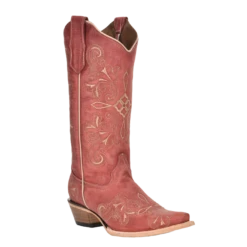 Corral® Ladies Red Embroidered Snip Toe Boots L6001