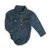 Wrangler® Infant Western Dark Blue Denim Snap Button Onesie PQ4165D