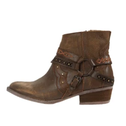 Circle G By Corral Ladies Studded Harness Brown Ankle Boots Q0094 -Saddle Up Gear Q0094C