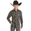 Rock & Roll® Youth Boy's Aztec Print Charcoal Snap Shirt RRBSOSRZ19-02