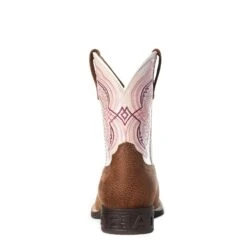 Ariat Youth Girl's Double Kicker Adobe Tan An Pink Boots 10036849 -Saddle Up Gear S21 YTH WEST 10036849 heel