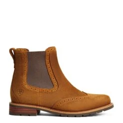 Ariat Ladies Wexford Brogue Waterproof Honey Brown Booties 10040384 -Saddle Up Gear S22 WMS ENGL 10040384 side1