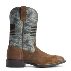 Ariat Men's Sport Flying Proud Taupe & Green Camo Square Toe Boots 10042405 -Saddle Up Gear S22 WMS WEST 10040359 side987456123