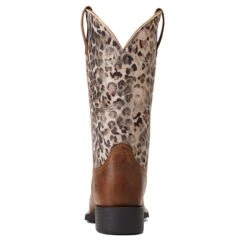Ariat Ladies Round Up Pearl Brown & Leopard Wide Square 10040363 -Saddle Up Gear S22 WMS WEST 10040363 heel