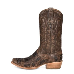 Corral Boots Corral® Men's Brown Exotic Alligator Inlay & Embroidered Western Boots -Saddle Up Gear a4d